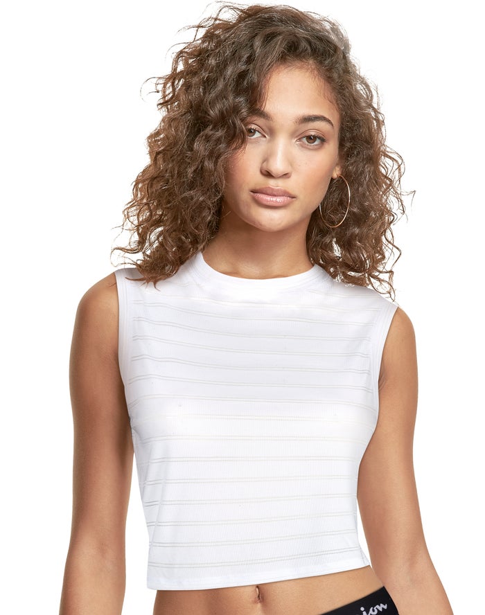 Camiseta Sin Manga Champion Mujer - Cropped Ribbed ( Blancas ) 0258647-PW